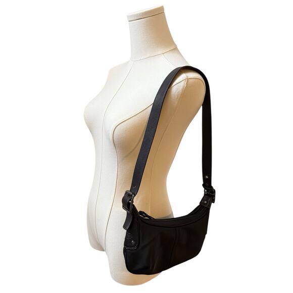 Coach A04K-6671 Hobo Shoulder Bag Pochette Black Nylon/Leather Strap/Trim - Picture 10 of 16